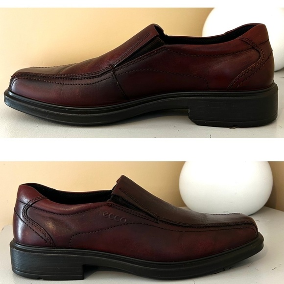 Ecco Helsinki Men’s Leather Slip On Dress Shoe Size EU41/US7.5 Oxblood/Brown - Picture 10 of 16